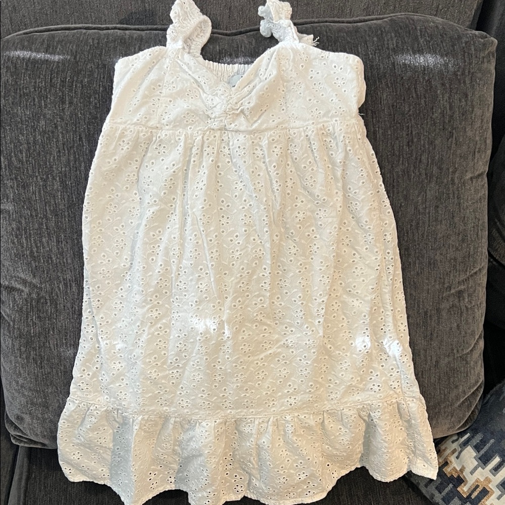 White Eyelet Kids Casual Dress